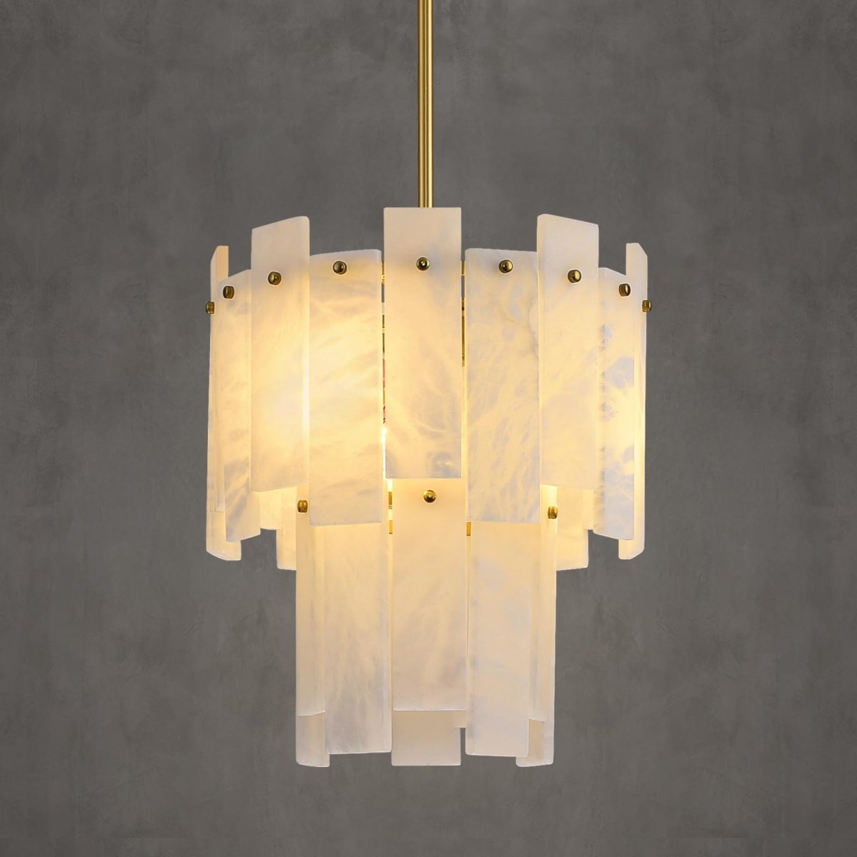 Alabaster Chandelier D13in Spanish Natural Marble Round Chandeliers - Auralume